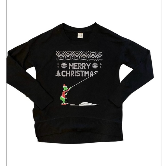 AVIA Black The Grinch Merry Christmas Ugly Sweater oversized small unisex - Picture 1 of 5